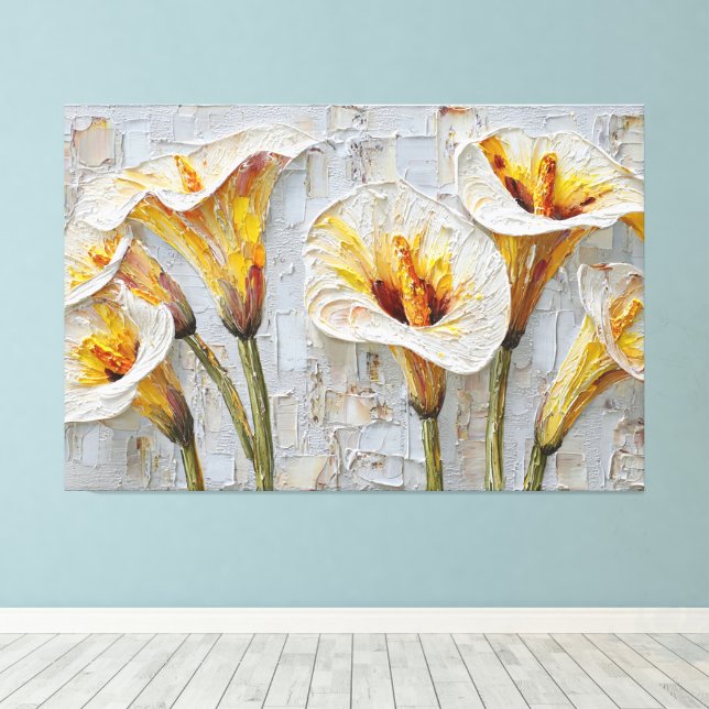 Toile Œuvre d'art abstraite texturée sur les callas blan (Insitu (Plancher de Bois))
