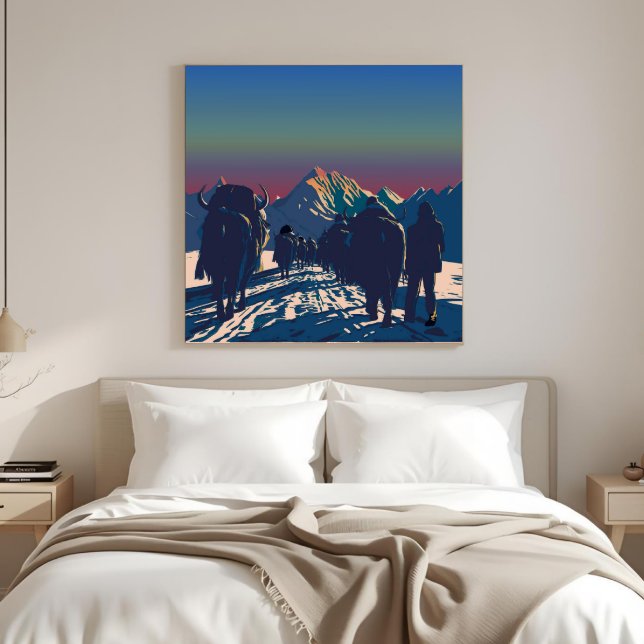 Toile Œuvre d'art commémorative Caravane de yaks à l'aub (Créateur téléchargé)