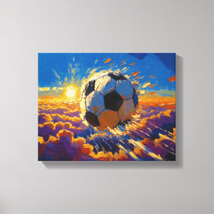 Toile Œuvre d'art de ballon de football volant (peinture