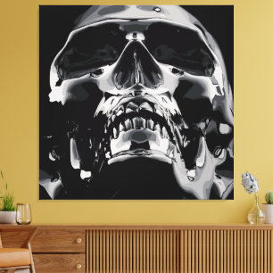 Toile Œuvre d'art de crâne métallique brillant
