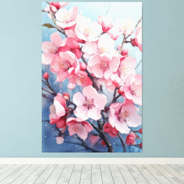 Toile Œuvre d'art florale 001 sakura (Insitu (Plancher de Bois))