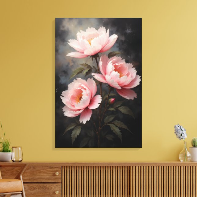 Toile Œuvre d'art florale de pivoine (Insitu(Salon))