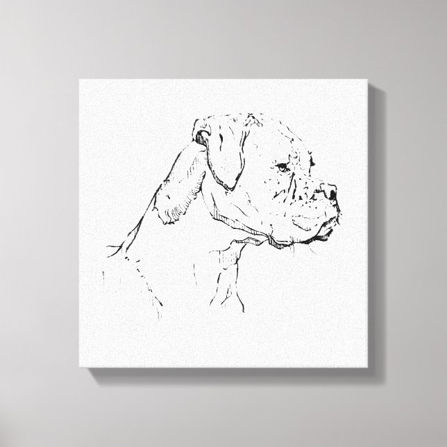 Toile Œuvre d'art murale à l'encre de Boxer – Dessin au  (Recto)
