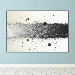 Toile Œuvre d'art murale abstraite à bandes noir et blan