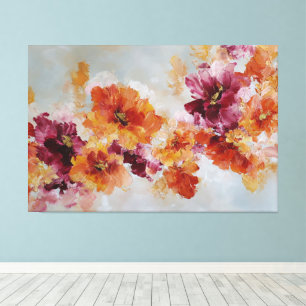 Toile Œuvre d'art murale abstraite florale texturée vive