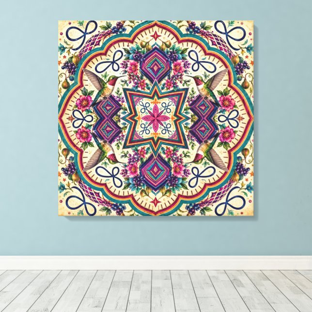 Toile Œuvre d'art murale boho folk  (Insitu (Plancher de Bois))
