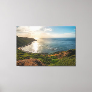 Toile Œuvre d'art murale de Bluff Cove au coucher du sol