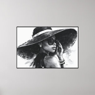 Toile Œuvre d'art murale de femme noire, mode minimalist