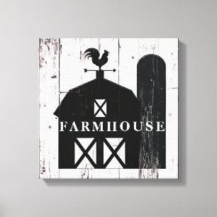 Toile Œuvre d'art murale de ferme rustique en bois blanc
