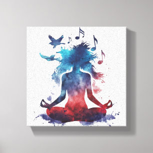 Toile Œuvre d'art murale de méditation de yoga - Poses d