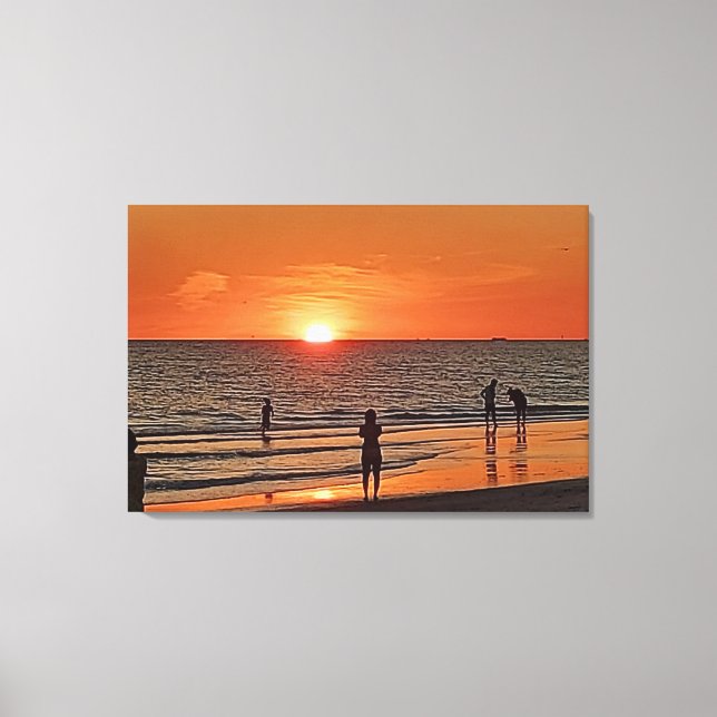 Toile Œuvre d'art murale de plage de coucher de soleil D (Recto)
