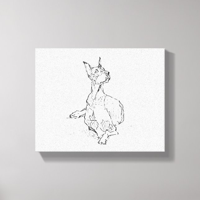 Toile Œuvre d'art murale Doberman – Dessin au trait mini (Recto)