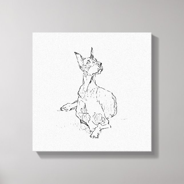 Toile Œuvre d'art murale Doberman – Dessin au trait mini (Recto)