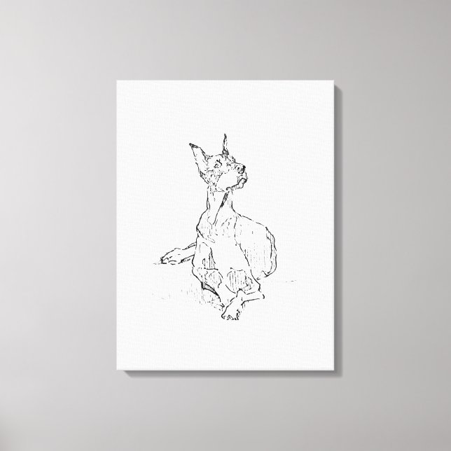 Toile Œuvre d'art murale Doberman – Dessin au trait mini (Recto)