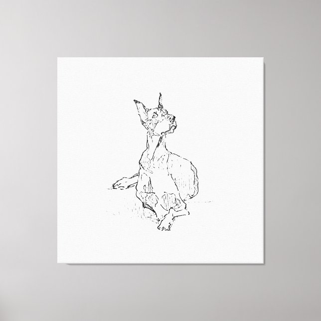 Toile Œuvre d'art murale Doberman – Dessin au trait mini (Recto)