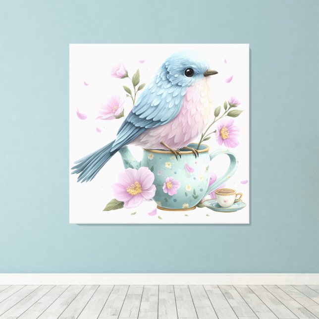 Toile Œuvre d'art murale d'oiseau mignon (Insitu (Plancher de Bois))