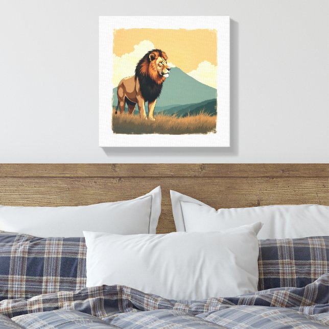 Toile Œuvre d'art murale du lion majestueux (Insitu(Chambre))