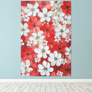 Toile Œuvre d'art murale en impasto à fleurs blanches et