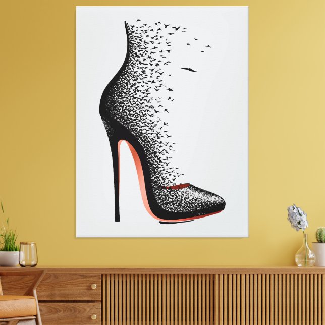 Toile Oeuvre d'art murale High Heel Birds – Chaussure de (Insitu(Salon))