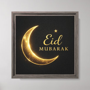 Toile Œuvre d'art murale Luxe Noir & Or Eid Mubarak – Él