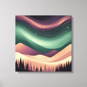 Toile Œuvre d'art murale Magique Aurore Boréale – Lumièr