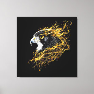 Toile Œuvre d'art murale majestueuse "Aura dorée" Faucon