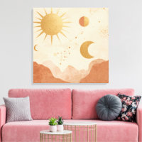 Œuvre d'art murale Soleil Lune et Étoiles – Décor