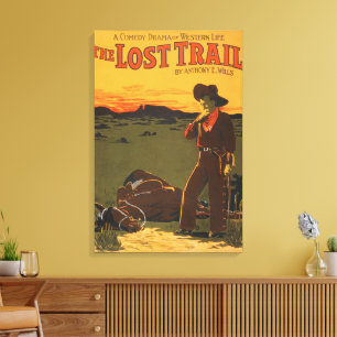 Toile Œuvre d'art murale western de cow-boy et de cheval