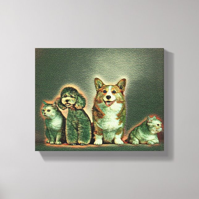 Toile Œuvre d'art pour animaux de compagnie heureux (Recto)