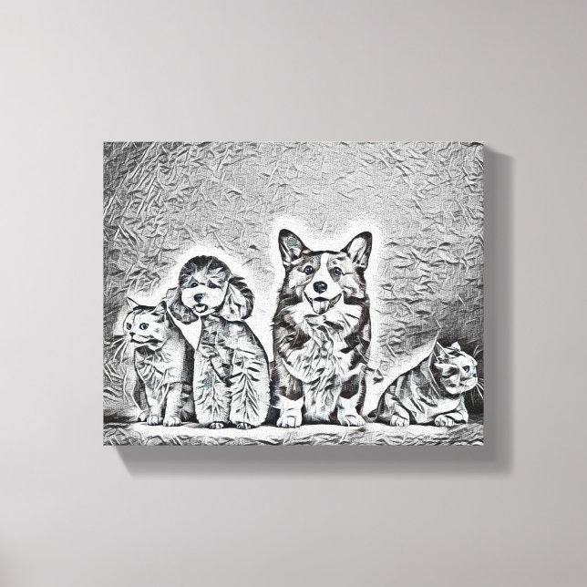 Toile Œuvre d'art pour animaux de compagnie heureux (Recto)