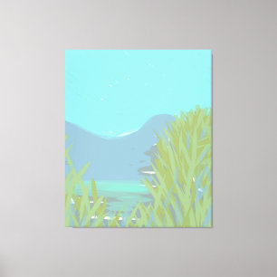 Toile Oeuvre D'Origine Contemporaine "Le Lac" Triptyque