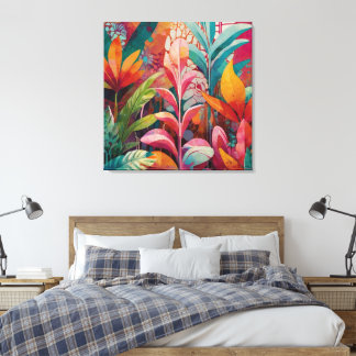 Toile OEuvre florale en acrylique - Riche, coloré