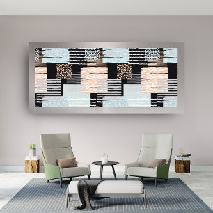 Toile OEuvre murale décorative, formes et lignes géométr