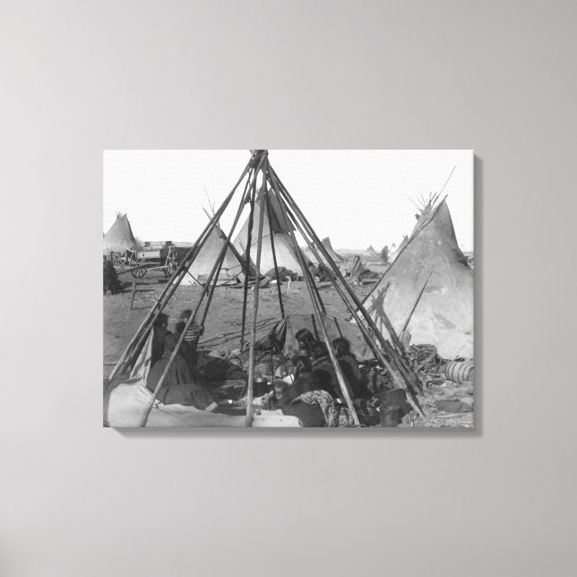 Toile Oglala Femmes et enfants à l'intérieur de Tipi (Recto)
