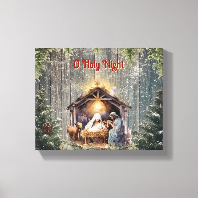 Toile Oh Holy Night : Une Scène De Nativité Intemporelle (Recto)