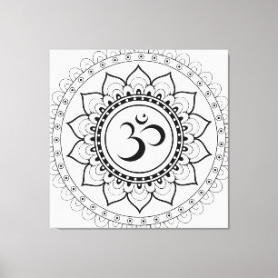 Toile Ohm Mandala Om Mandala Blanc & Noir