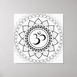Toile Ohm Mandala Om Mandala Blanc & Noir