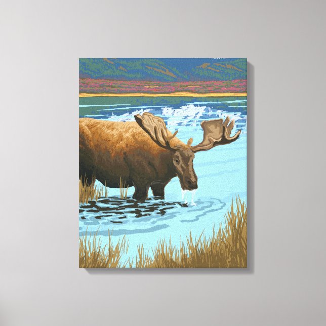 Toile Oie Boire au lac - West Yellowstone, MT (Recto)