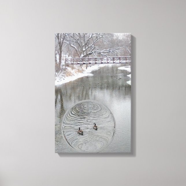 Toile Oies d'hiver sur la rivière (Recto)