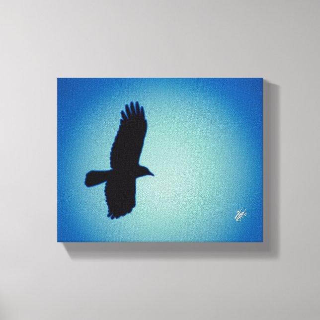 Toile Oiseau à ailes déployées Art Cyan Bleu Ciel (Recto)
