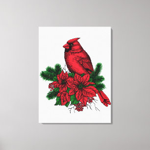 Toile Oiseau cardinal, illustration de Noël