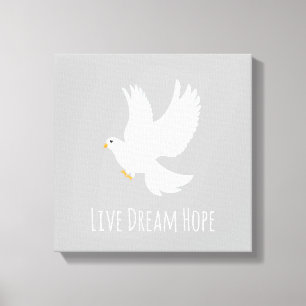 Toile Oiseau de colombe blanche sur gris