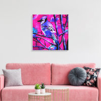 Oiseau de Jay Bleu sur branche d'arbre Art Abstrai