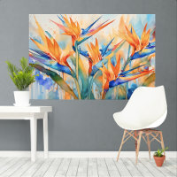 Oiseau de paradis aquarelle Tropical XL art