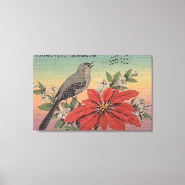 Toile Oiseau d'État de FlorideMocking Oiseau de Floride (Recto)