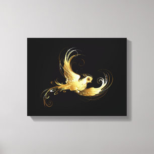 Toile Oiseau doré sur fond noir