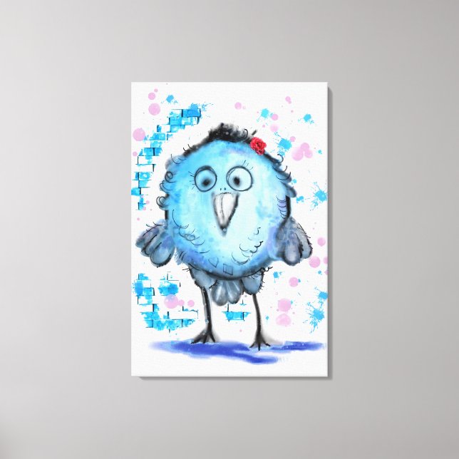 Toile Oiseau Drôle - Aquarelle (Recto)