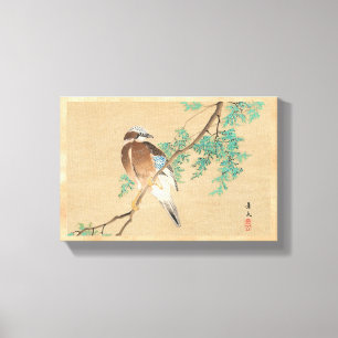 Toile Oiseau et fleur, geai eurasien et Chinois Arborvit