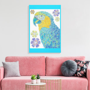 Toile Oiseau Et Fleurs De Macaw