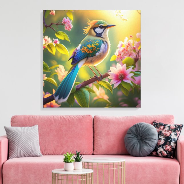 Toile Oiseau fantastique à tête verte et ailes de sarcel (Insitu(Salon))